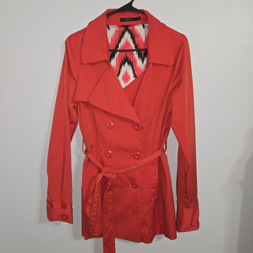 V#2 Vertigo Size M Women's Red/Orange Trench Coat